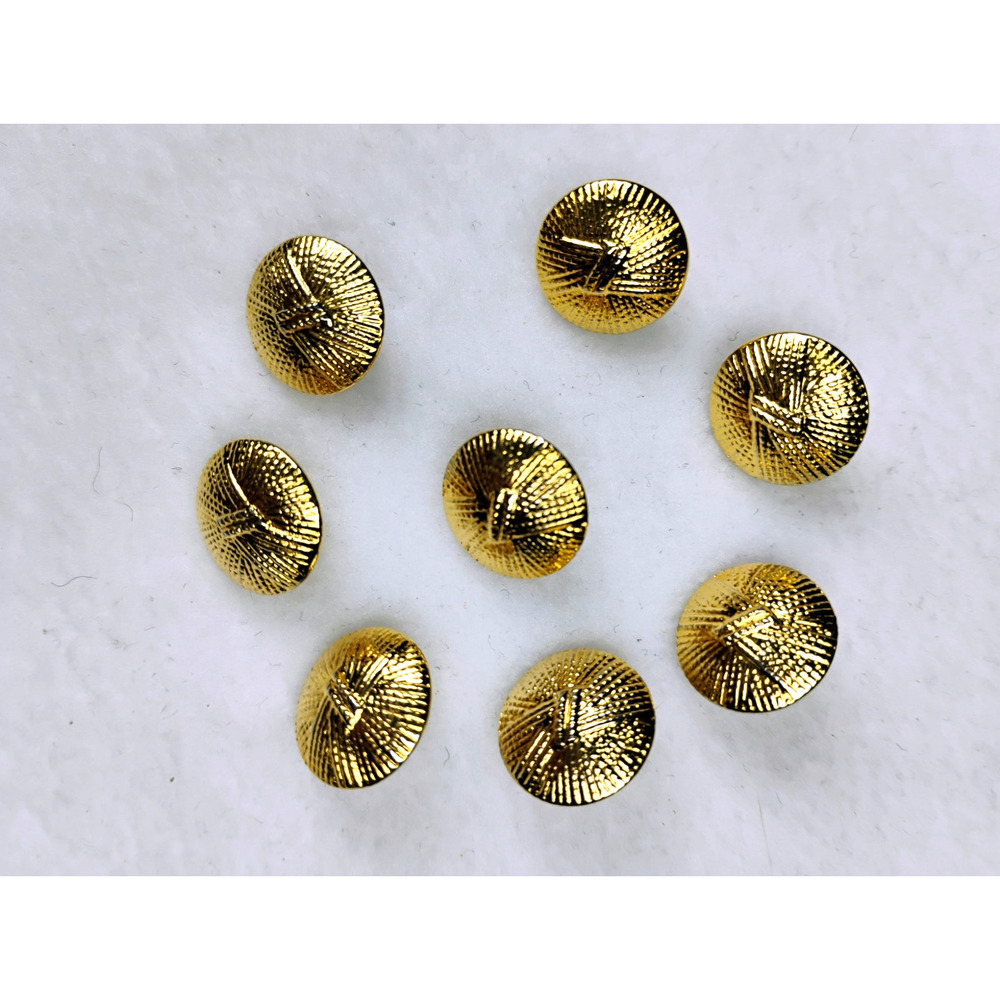 Vintage 1980s Gold Tone Metal Sunburst Blazer Jacket Shank Buttons Set of 8